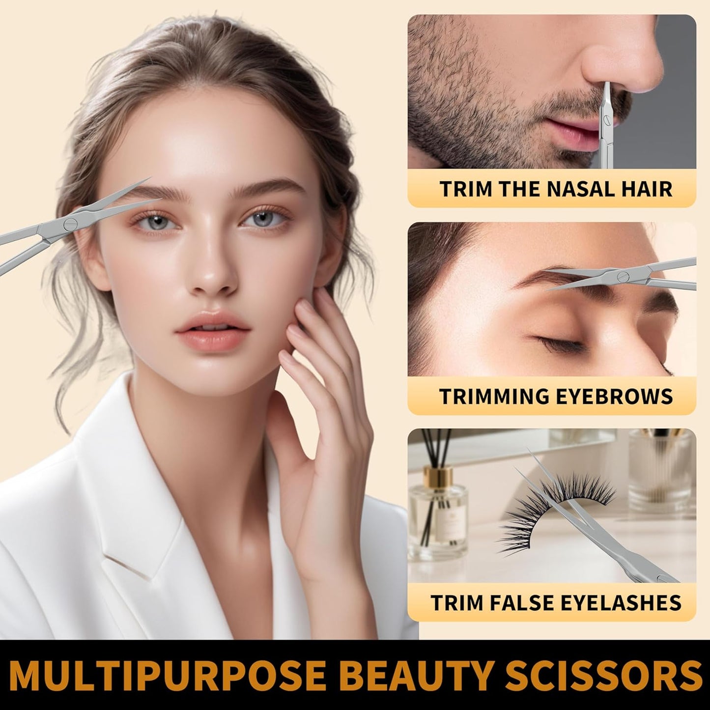 Kit de cuidado facial y de cejas: maquinilla, tijeras, pinzas y cuchillas reemplazables